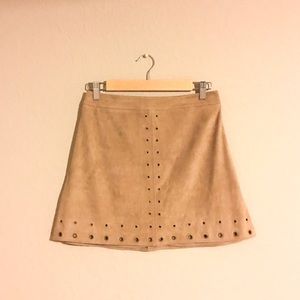 Express Faux Suede Tan Mini Skirt